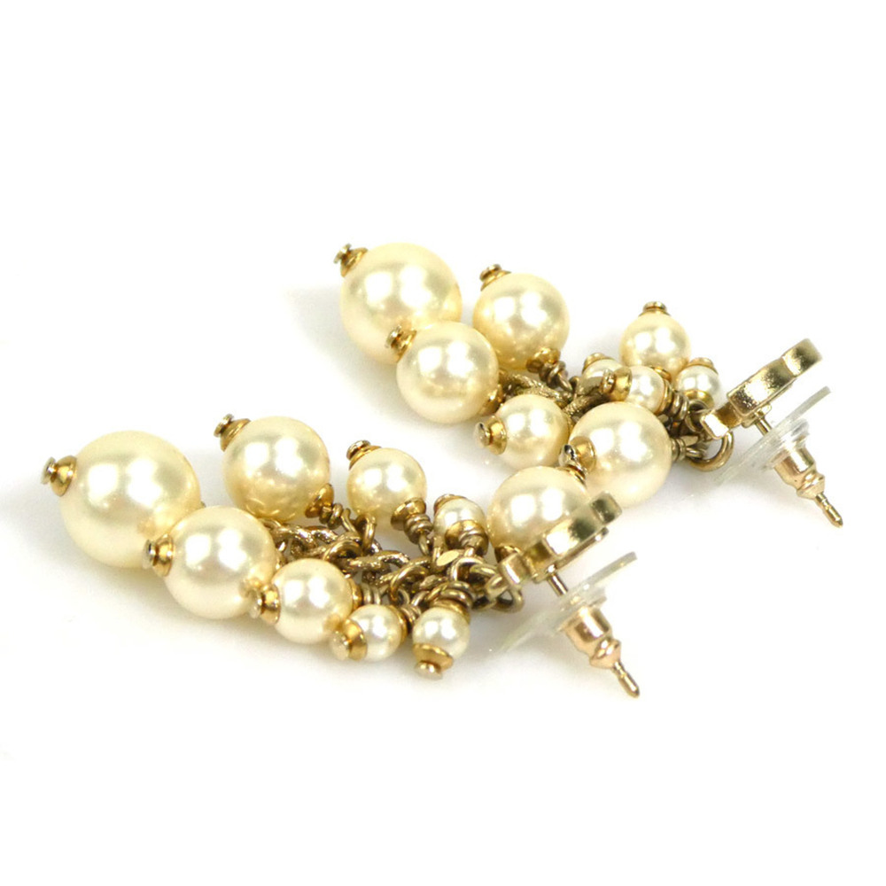 CHANEL Authentic White Pearl Logo Earrings - Picture 4 of 5